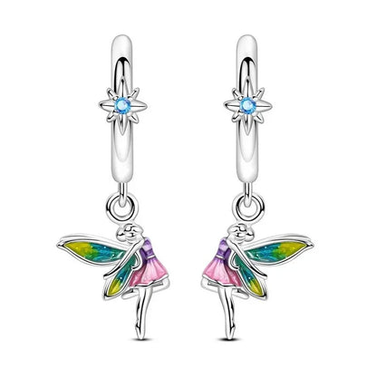 925 Sterling Silver Tulip Hoop Earrings with Dragonfly Firefly Bow Shell Conch and Turtle Designs Fine Jewelry Gifts for Women