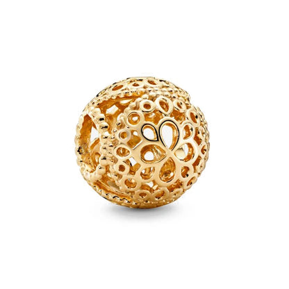 925 Sterling Silver Charm Golden Sun Pineapple Family Tree