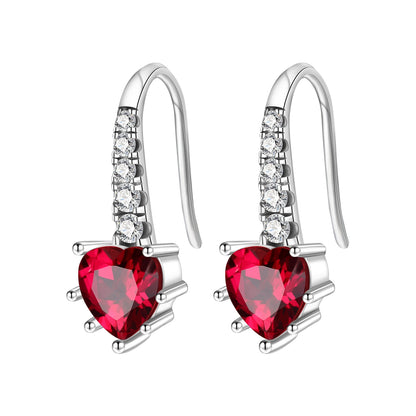 Sterling Silver Heart Zircon Hoop Earrings for Women