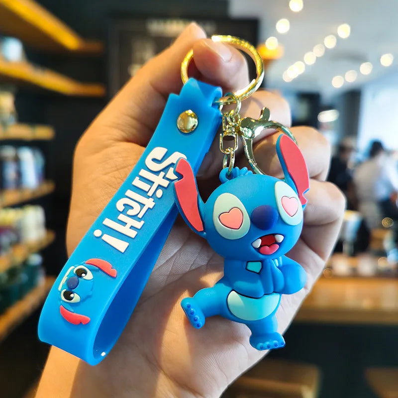 Kawaii Anime Disney Keychain Set Featuring Mickey Mouse, Minnie, Lilo & Stitch