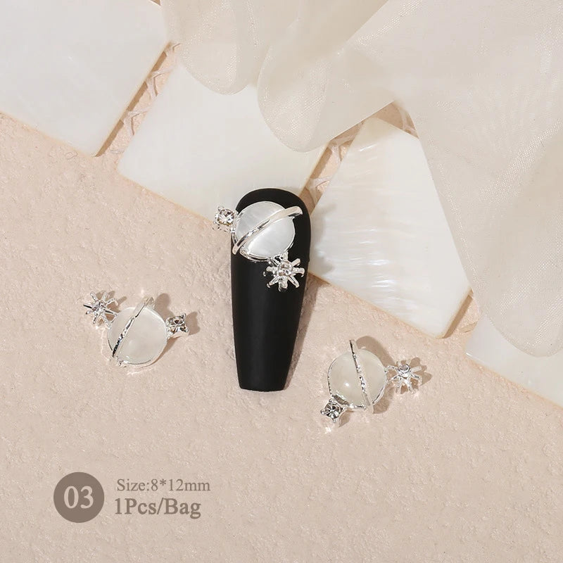 Elegant Gold Silver Metal Bowknot Nail Charm 3D Rhinestone Decor for DIY Manicure Art