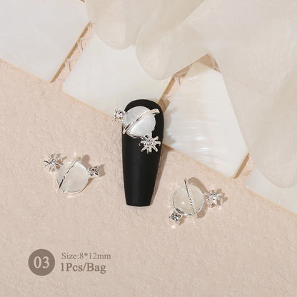 Elegant Gold Silver Metal Bowknot Nail Charm 3D Rhinestone Decor for DIY Manicure Art