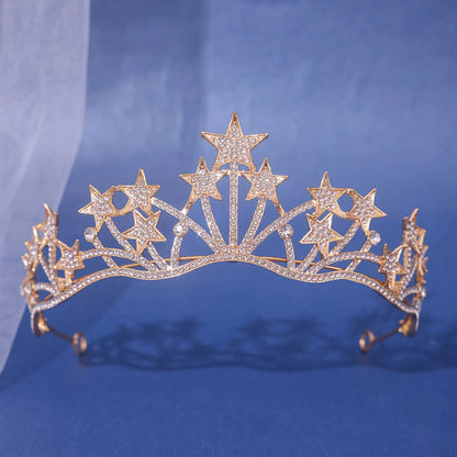Wedding Crown Hair Jewelry - Double Layer Crystal Star Headpiece with Rhinestones Style 21