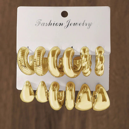 6 Piece Stainless Steel Waterdrop Hoop Earring Set for Women Minimalist Smooth Circle Design