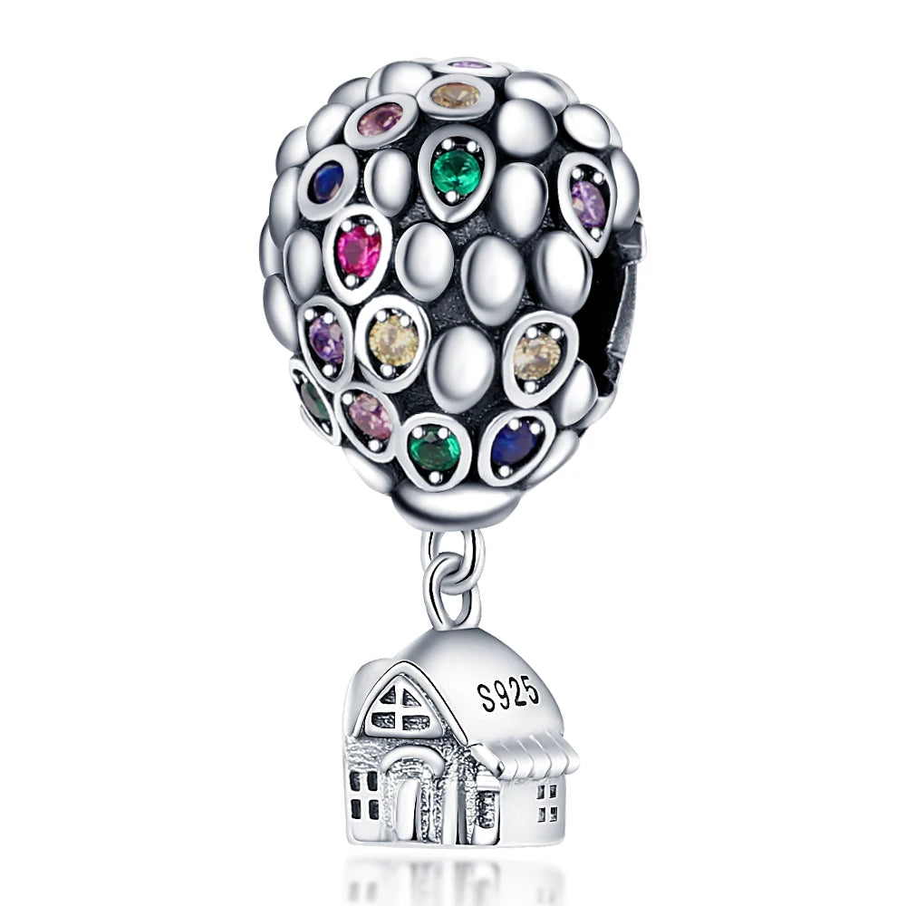 925 Silver Hot Air Balloon Castle Tower Mushroom Charms