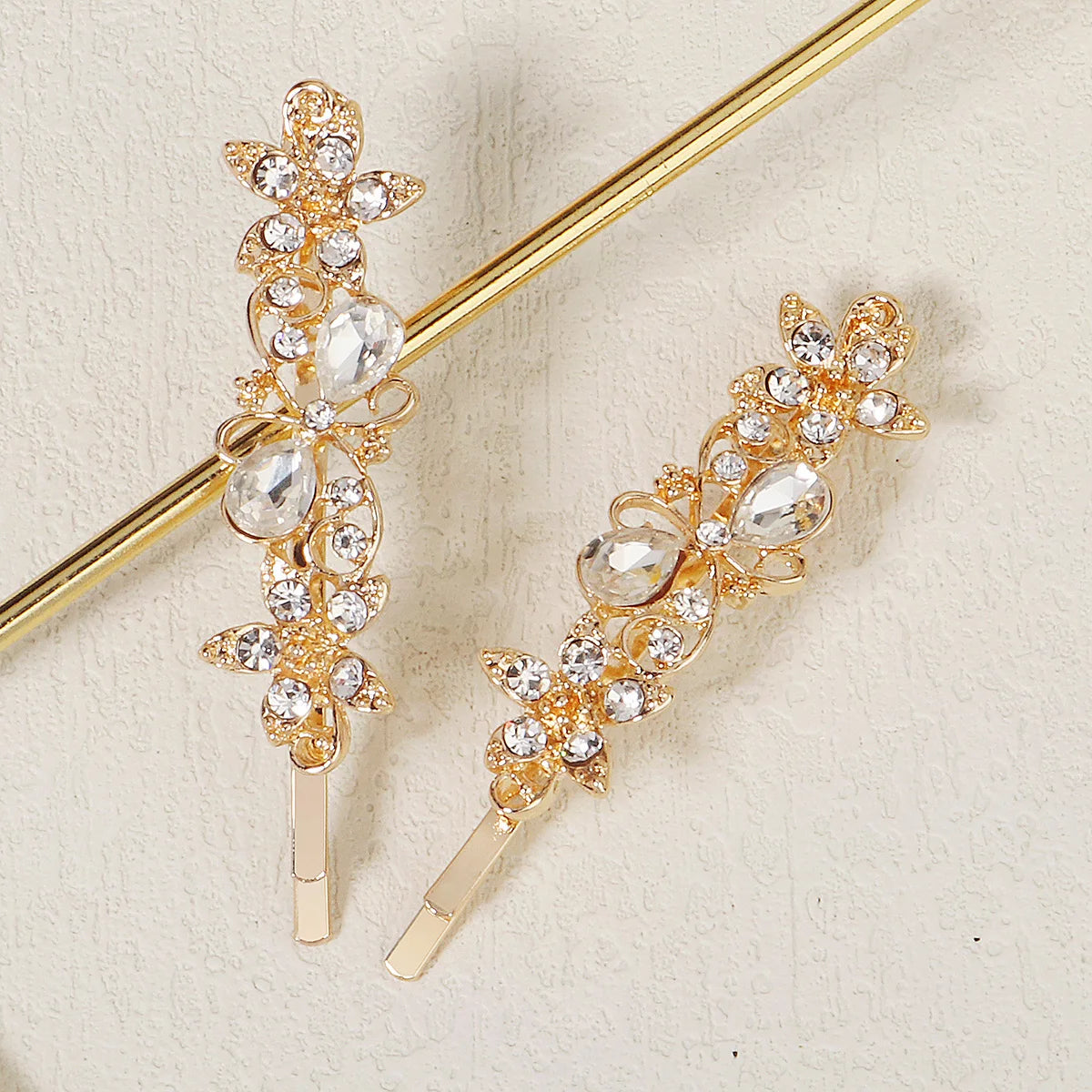 Elegant Bridal Rhinestone Hairpins For Women With Cubic Zirconia Gems