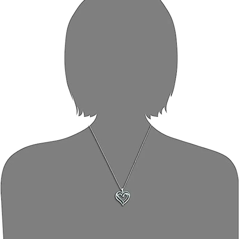 Huitan Heart Pendant Necklace with Shiny Cubic Zirconia Two-tone Fashion Jewelry for Women