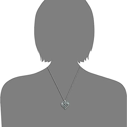 Huitan Heart Pendant Necklace with Shiny Cubic Zirconia Two-tone Fashion Jewelry for Women