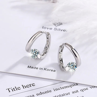 Elegant 925 Sterling Silver Zircon Stud Earrings for Women's Wedding and Engagement