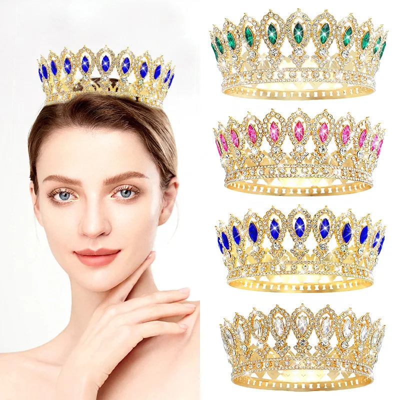 Vintage Crystal Baroque Rhinestone Tiara Bridal Wedding Headdress Hairpiece