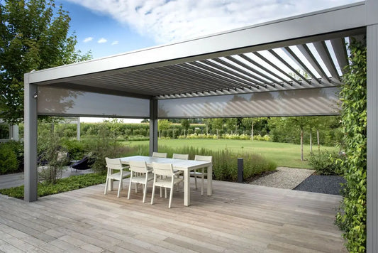 Sustainable Customized Waterproof Electric Aluminum Pergola Eco Friendly Outdoor Gazebo With Smart Louvred Roof