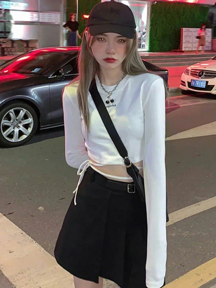 Sexy Crop Long Sleeve Bandage Top Harajuku Ulzzang Women