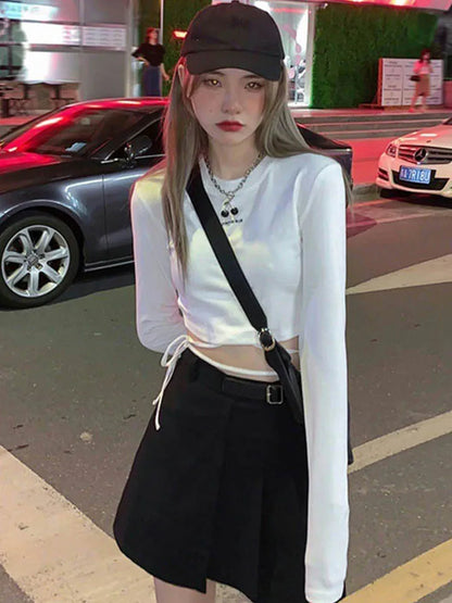 Sexy Crop Long Sleeve Bandage Top Harajuku Ulzzang Women
