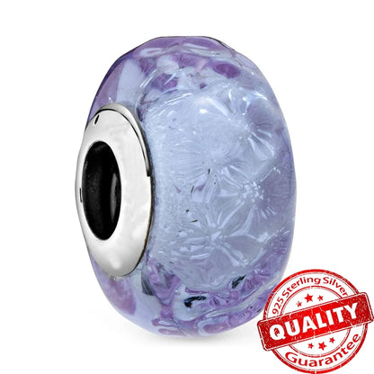 Colorful Flower Murano Glass Charm 925 Sterling Silver Top Rated DIY Jewelry for Bracelets and Necklaces LLZ010-PP