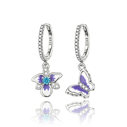 925 Sterling Silver Luxury Heart Sun Moon Stud Earrings Bow Butterfly Crab Clip Set for Women Party Jewelry Gifts