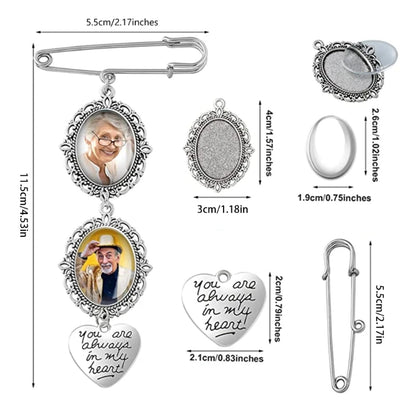 DIY Wedding Bouquet Photo Charm Kit with Elegant Lacy Frame Brooch