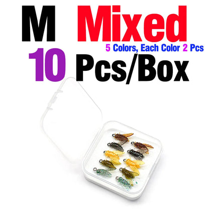 MNFT Mini Bionic Fly Fishing Bait Fly Hook Soft Bait Gear M Mixed 10Pcs