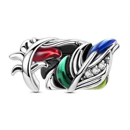 Green Monstera Leaf Charm 925 Sterling Silver Dangle Bracelet Jewelry for Women KTC1593