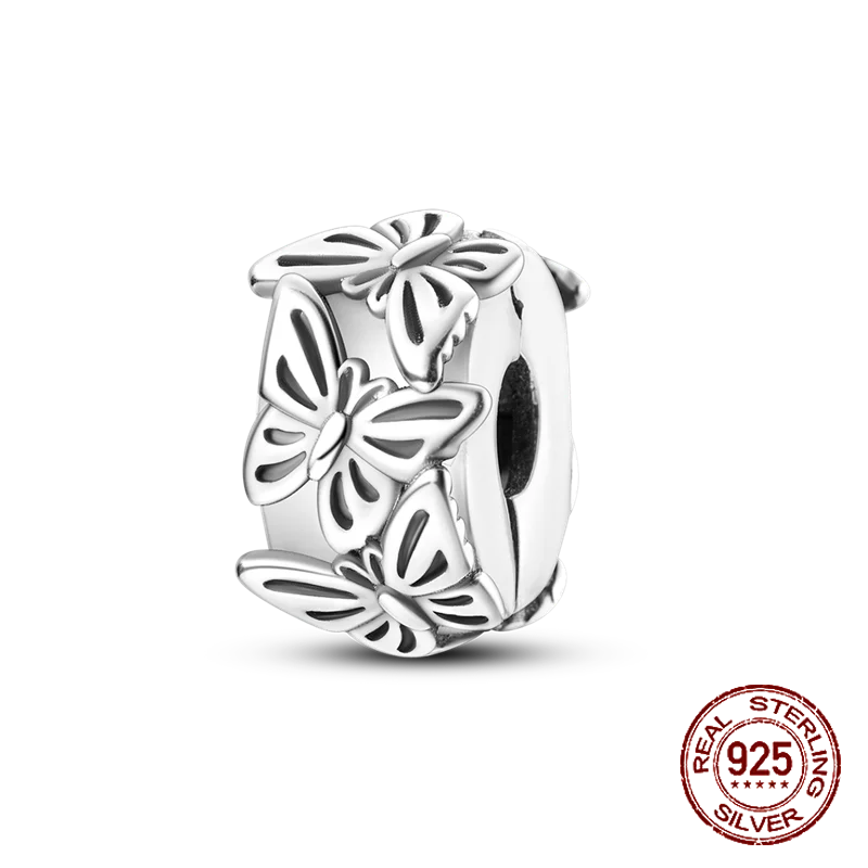 Inlaid Zircon Heart Charm Beads 925 Sterling Silver Dangle for Bracelets SMC3930