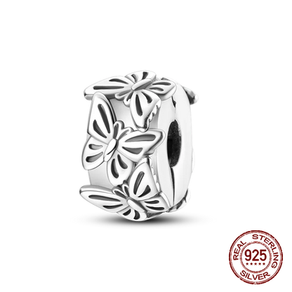 Inlaid Zircon Heart Charm Beads 925 Sterling Silver Dangle for Bracelets SMC3930