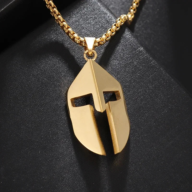 Handcrafted Skull Roman Helmet Pendant Necklace for Men