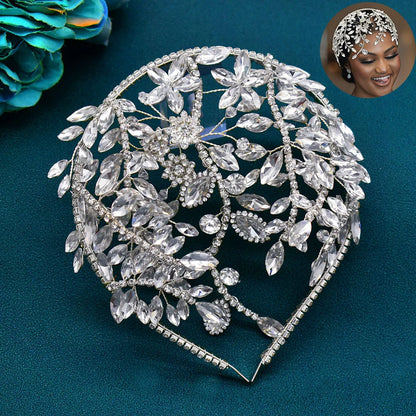 Elegant Rhinestone Wedding Tiara Silver Crystal Bride Headband