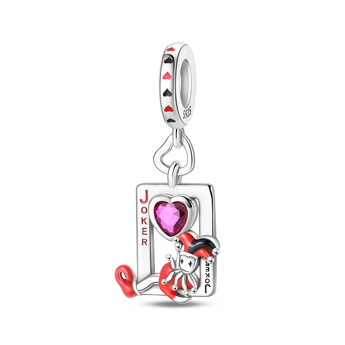 Original 925 Sterling Silver Playing Card Charms Pendant Poker Joker Hearts Spades Crown Bead Jewelry for Bracelets and Necklaces