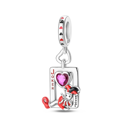 Original 925 Sterling Silver Playing Card Charms Pendant Poker Joker Hearts Spades Crown Bead Jewelry for Bracelets and Necklaces