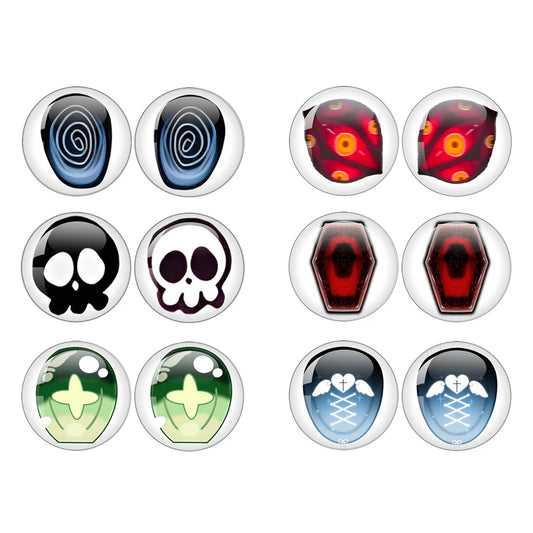 Blyth BJD Doll Glass Eyes Set 12-Piece Skeleton Coffin Cabochon Pupil Chips