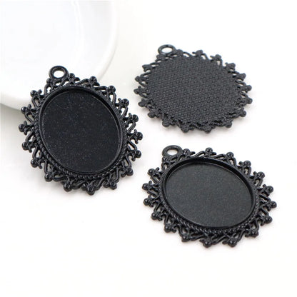 Antique Finish Cameo Cabochon Bracelet Setting Trays in Gold Silver Bronze and Rhodium 10 Pack