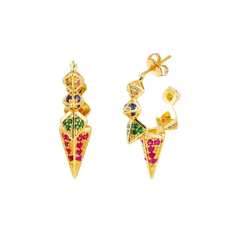 Crmya Gold-Color Cubic Zirconia Hoop Earrings Set for Women Fashion Jewelry 2023
