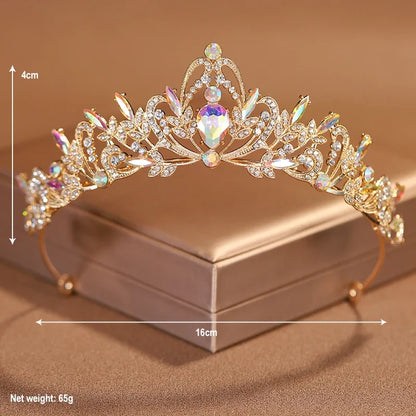 Elegant Gold Crystal Bridal Crown for Women - Trendy Wedding and Birthday Tiara