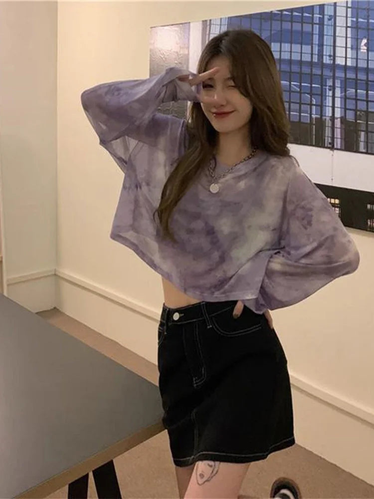 Dozw Tie Dye Tee For Women Sunproof Casual Trendy Top