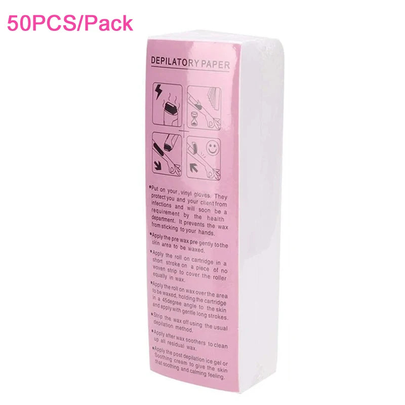 Nonwoven Waxing Strips for Body Hair Removal - Soft and Flexible Wax Paper for Legs and Arms - 20 or 50 Pack