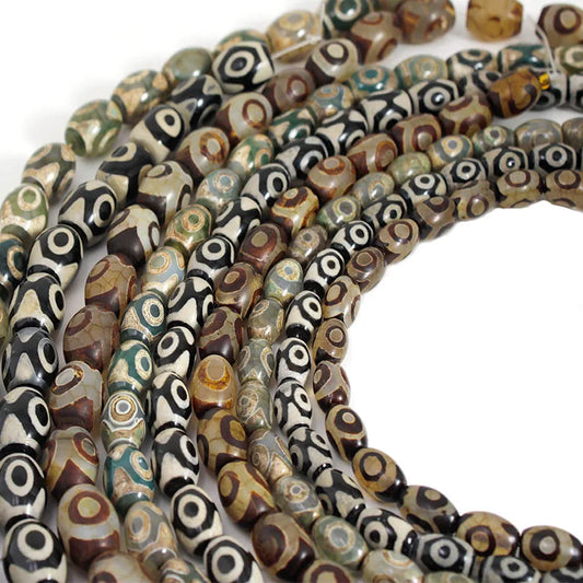 Vintage Tibetan Dzi Agate Beads Set for DIY Jewelry Making