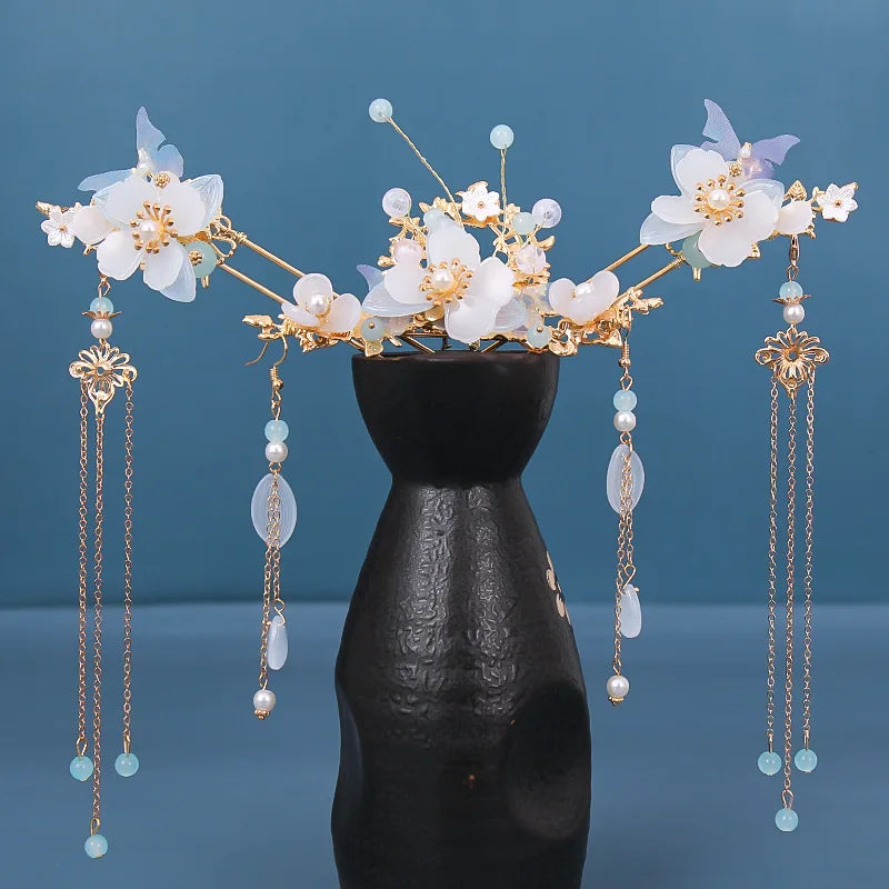Vintage Chinese Hanfu Hair Accessories Set for Bridal Elegance