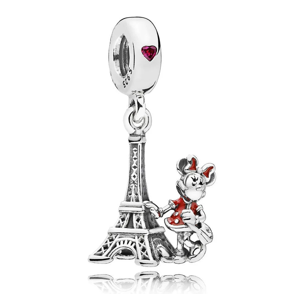 Exquisite 925 Silver Rabbit and Mouse Pendant Beads for DIY European Bracelets with Zircon Accents