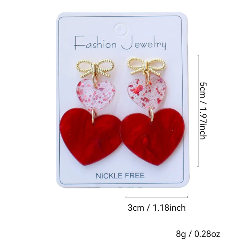 Valentine's Day Pink Heart UFO Gashapon Earrings for Women - Cute Acrylic Drop Spaceship Jewelry Gift
