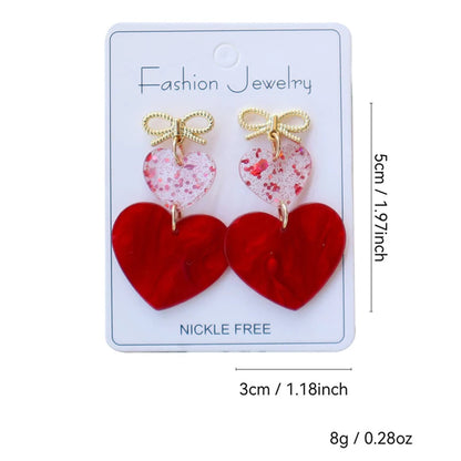 Valentine's Day Pink Heart UFO Gashapon Earrings for Women - Cute Acrylic Drop Spaceship Jewelry Gift