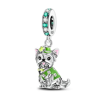 925 Sterling Silver Lucky Four Leaf Clover And Horseshoe Charms With Green Zircon For Bracelet Necklace Earrings