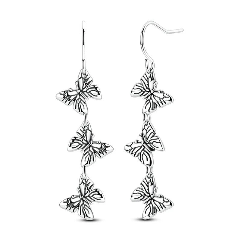 925 Sterling Silver Colorful Butterfly Heart Flower Starfish Bow Geometry Stud Earrings for Women Gift Jewelry Accessories