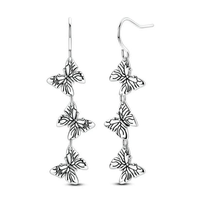 925 Sterling Silver Colorful Butterfly Heart Flower Starfish Bow Geometry Stud Earrings for Women Gift Jewelry Accessories