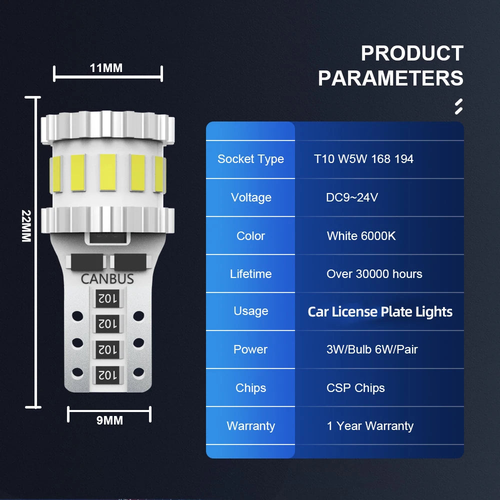 Toyota Prius ZVW30/40 LED Interior Clearance Lights T10 Bulbs 2010-2015