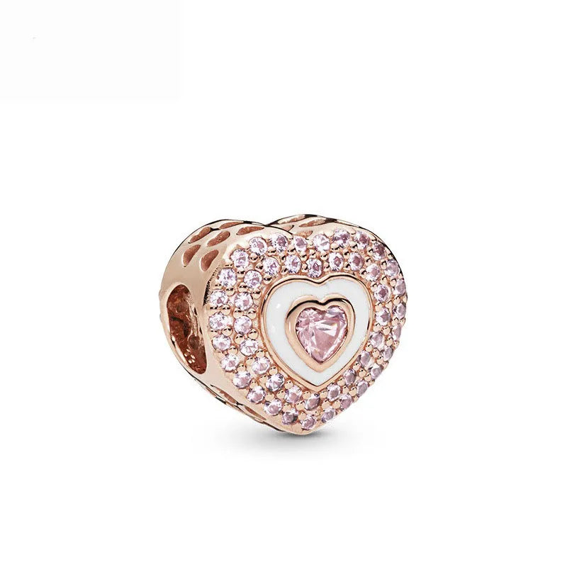 Exquisite 925 Silver Heart-Shaped Dog Paw Beads and Castle Pendant for European Original Bracelet DIY Accessories