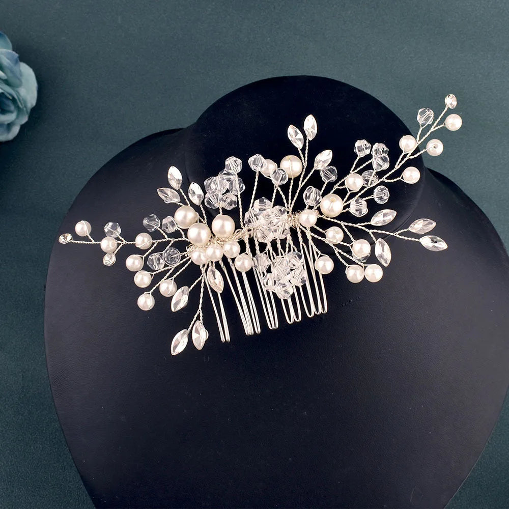 Elegant Crystal Bridal Hair Comb Silver Gold Wedding Headpiece for Women