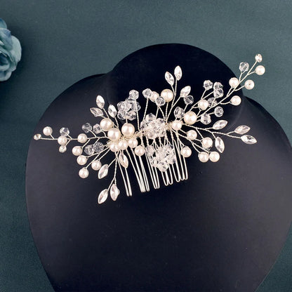Elegant Crystal Bridal Hair Comb Silver Gold Wedding Headpiece for Women