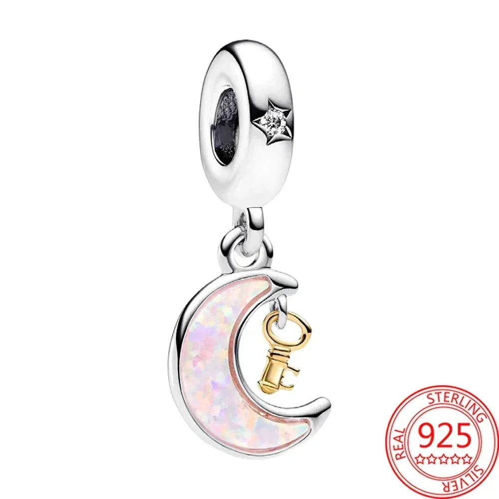 Sterling Silver Purple Murano Pansy Flower Dangle Charm for Women Bracelet and Necklace Jewelry Gift