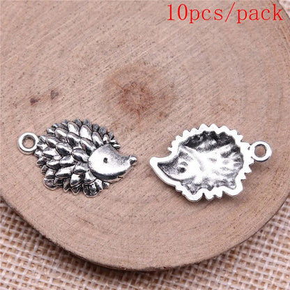 Vintage 3D Hedgehog Charms for DIY Jewelry Making and Gifts