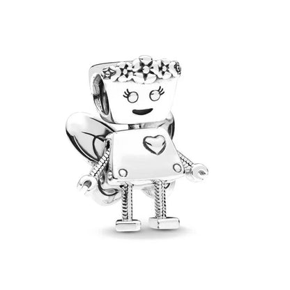 European 925 Sterling Silver Family Charm Bead with Zircon for DIY Bracelet and Necklace Jewelry