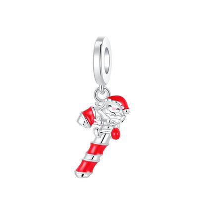Festive Charm 925 Sterling Silver Christmas Bell Trojan Candy Zircon Bead for Bracelet and Necklace DIY Fine Jewelry Gift